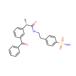 C[C@H](C(=O)NCCc1ccc(S(N)(=O)=O)cc1)c1cccc(C(=O)c2ccccc2)c1 ZINC000534877098