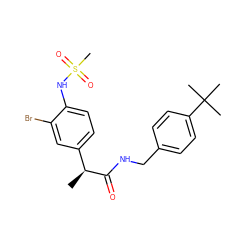 C[C@H](C(=O)NCc1ccc(C(C)(C)C)cc1)c1ccc(NS(C)(=O)=O)c(Br)c1 ZINC000084714514