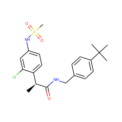 C[C@H](C(=O)NCc1ccc(C(C)(C)C)cc1)c1ccc(NS(C)(=O)=O)cc1Cl ZINC000038359585