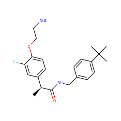 C[C@H](C(=O)NCc1ccc(C(C)(C)C)cc1)c1ccc(OCCN)c(F)c1 ZINC000084688067