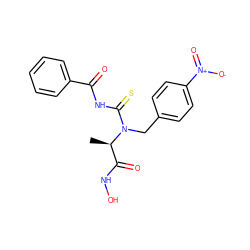 C[C@H](C(=O)NO)N(Cc1ccc([N+](=O)[O-])cc1)C(=S)NC(=O)c1ccccc1 ZINC000027554252