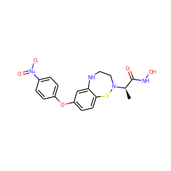 C[C@H](C(=O)NO)N1CCNc2cc(Oc3ccc([N+](=O)[O-])cc3)ccc2S1 ZINC001772628929