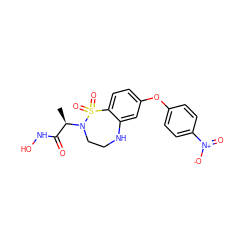 C[C@H](C(=O)NO)N1CCNc2cc(Oc3ccc([N+](=O)[O-])cc3)ccc2S1(=O)=O ZINC000013518201