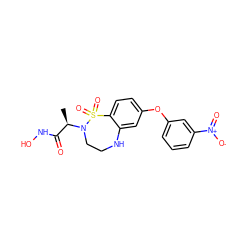 C[C@H](C(=O)NO)N1CCNc2cc(Oc3cccc([N+](=O)[O-])c3)ccc2S1(=O)=O ZINC000013518198