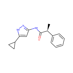 C[C@H](C(=O)Nc1cc(C2CC2)[nH]n1)c1ccccc1 ZINC000013642929