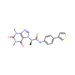 C[C@H](C(=O)Nc1ccc(-c2ccsc2)cc1)n1cnc2c1c(=O)n(C)c(=O)n2C ZINC000220947370