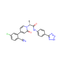 C[C@H](C(=O)Nc1ccc(-c2nn[nH]n2)cc1)n1ccc(-c2cc(Cl)ccc2C#N)cc1=O ZINC001772615260