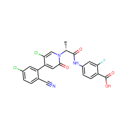 C[C@H](C(=O)Nc1ccc(C(=O)O)c(F)c1)n1cc(Cl)c(-c2cc(Cl)ccc2C#N)cc1=O ZINC001772603214