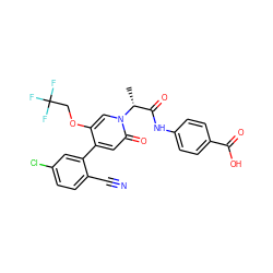 C[C@H](C(=O)Nc1ccc(C(=O)O)cc1)n1cc(OCC(F)(F)F)c(-c2cc(Cl)ccc2C#N)cc1=O ZINC001772648458