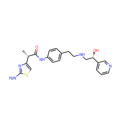 C[C@H](C(=O)Nc1ccc(CCNC[C@H](O)c2cccnc2)cc1)c1csc(N)n1 ZINC000049070626