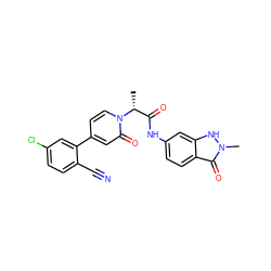 C[C@H](C(=O)Nc1ccc2c(=O)n(C)[nH]c2c1)n1ccc(-c2cc(Cl)ccc2C#N)cc1=O ZINC001772624599