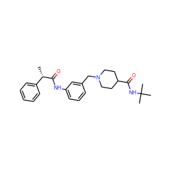 C[C@H](C(=O)Nc1cccc(CN2CCC(C(=O)NC(C)(C)C)CC2)c1)c1ccccc1 ZINC000210652714