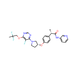 C[C@H](C(=O)Nc1cccnc1)c1ccc(O[C@@H]2CCN(c3ncnc(OCC(C)(F)F)c3F)C2)cc1 ZINC001772631472