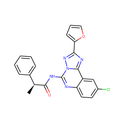 C[C@H](C(=O)Nc1nc2ccc(Cl)cc2c2nc(-c3ccco3)nn12)c1ccccc1 ZINC000013780418