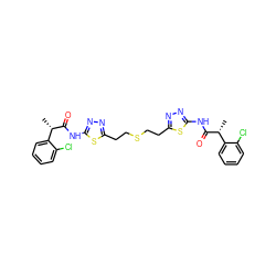 C[C@H](C(=O)Nc1nnc(CCSCCc2nnc(NC(=O)[C@H](C)c3ccccc3Cl)s2)s1)c1ccccc1Cl ZINC000169698096