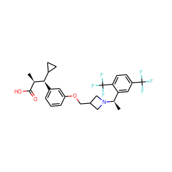 C[C@H](C(=O)O)[C@H](c1cccc(OCC2CN([C@H](C)c3cc(C(F)(F)F)ccc3C(F)(F)F)C2)c1)C1CC1 ZINC001772655774