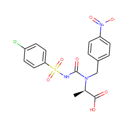 C[C@H](C(=O)O)N(Cc1ccc([N+](=O)[O-])cc1)C(=O)NS(=O)(=O)c1ccc(Cl)cc1 ZINC000027556334