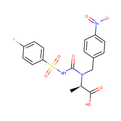 C[C@H](C(=O)O)N(Cc1ccc([N+](=O)[O-])cc1)C(=O)NS(=O)(=O)c1ccc(F)cc1 ZINC000027553507