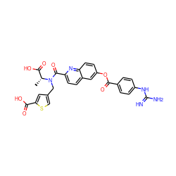 C[C@H](C(=O)O)N(Cc1csc(C(=O)O)c1)C(=O)c1ccc2cc(OC(=O)c3ccc(NC(=N)N)cc3)ccc2n1 ZINC000145053965