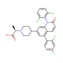 C[C@H](C(=O)O)N1CCC(c2cc(-c3ccc(F)cc3Cl)c3ccc(=O)n(-c4c(Cl)cccc4Cl)c3c2)CC1 ZINC000028564820