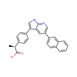 C[C@H](C(=O)O)c1ccc(-c2c[nH]c3ncc(-c4ccc5ccccc5c4)cc23)cc1 ZINC000043024209