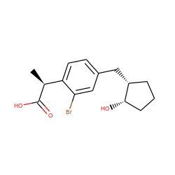 C[C@H](C(=O)O)c1ccc(C[C@@H]2CCC[C@@H]2O)cc1Br ZINC000064447908