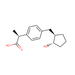 C[C@H](C(=O)O)c1ccc(C[C@H]2CCC[C@@H]2O)cc1 ZINC000028218857