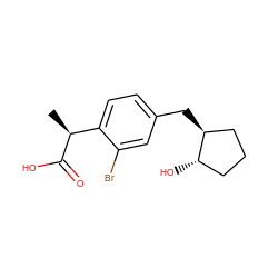 C[C@H](C(=O)O)c1ccc(C[C@H]2CCC[C@@H]2O)cc1Br ZINC000064447433