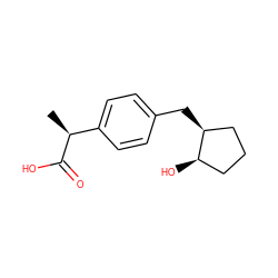 C[C@H](C(=O)O)c1ccc(C[C@H]2CCC[C@H]2O)cc1 ZINC000058500082