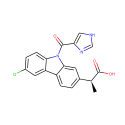 C[C@H](C(=O)O)c1ccc2c3cc(Cl)ccc3n(C(=O)c3c[nH]cn3)c2c1 ZINC000095554841