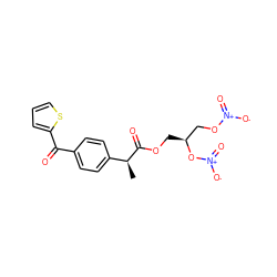 C[C@H](C(=O)OC[C@@H](CO[N+](=O)[O-])O[N+](=O)[O-])c1ccc(C(=O)c2cccs2)cc1 ZINC000040424164