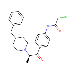 C[C@H](C(=O)c1ccc(NC(=O)CCl)cc1)N1CCC(Cc2ccccc2)CC1 ZINC000029043778