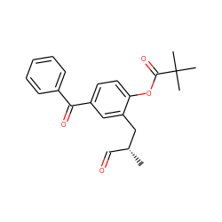 C[C@H](C=O)Cc1cc(C(=O)c2ccccc2)ccc1OC(=O)C(C)(C)C ZINC000026003529