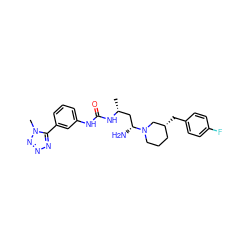 C[C@H](C[C@@H](N)N1CCC[C@@H](Cc2ccc(F)cc2)C1)NC(=O)Nc1cccc(-c2nnnn2C)c1 ZINC000029129994