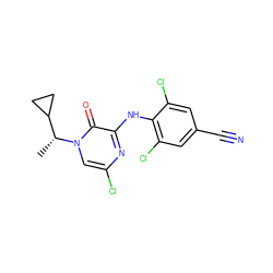 C[C@H](C1CC1)n1cc(Cl)nc(Nc2c(Cl)cc(C#N)cc2Cl)c1=O ZINC000043068953