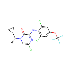 C[C@H](C1CC1)n1cc(Cl)nc(Nc2c(Cl)cc(OC(F)(F)F)cc2Cl)c1=O ZINC000043013203