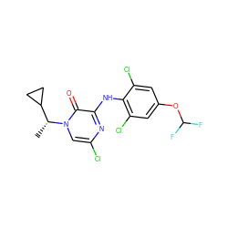 C[C@H](C1CC1)n1cc(Cl)nc(Nc2c(Cl)cc(OC(F)F)cc2Cl)c1=O ZINC000042922208