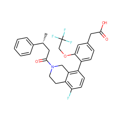 C[C@H](CC(=O)N1CCc2c(F)ccc(-c3ccc(CC(=O)O)cc3OCC(F)(F)F)c2C1)c1ccccc1 ZINC000144091454