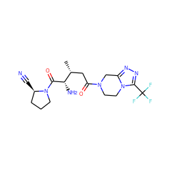 C[C@H](CC(=O)N1CCn2c(nnc2C(F)(F)F)C1)[C@H](N)C(=O)N1CCC[C@H]1C#N ZINC000040918254