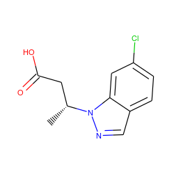 C[C@H](CC(=O)O)n1ncc2ccc(Cl)cc21 ZINC001772614276