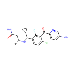 C[C@H](CC(N)=O)N[C@@H](c1ccc(Cl)c(C(=O)c2ccc(N)cn2)c1F)C1CC1 ZINC001772572355