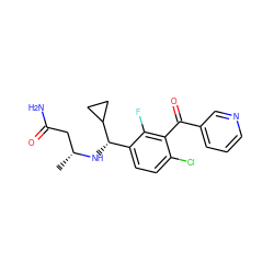 C[C@H](CC(N)=O)N[C@@H](c1ccc(Cl)c(C(=O)c2cccnc2)c1F)C1CC1 ZINC001772627765