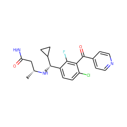 C[C@H](CC(N)=O)N[C@@H](c1ccc(Cl)c(C(=O)c2ccncc2)c1F)C1CC1 ZINC001772579648