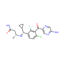 C[C@H](CC(N)=O)N[C@@H](c1ccc(Cl)c(C(=O)c2cnc(N)cn2)c1F)C1CC1 ZINC001772631470