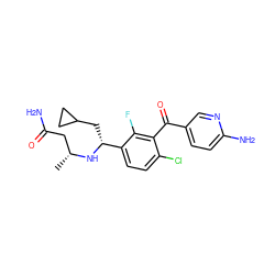 C[C@H](CC(N)=O)N[C@H](CC1CC1)c1ccc(Cl)c(C(=O)c2ccc(N)nc2)c1F ZINC001772577173