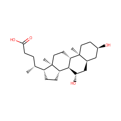 C[C@H](CCC(=O)O)[C@H]1CC[C@H]2[C@@H]3[C@@H](O)C[C@@H]4C[C@H](O)CC[C@]4(C)[C@H]3CC[C@@]21C ZINC000003914809