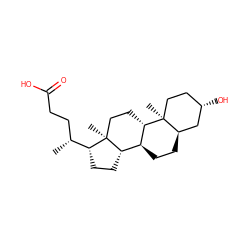 C[C@H](CCC(=O)O)[C@H]1CC[C@H]2[C@@H]3CC[C@@H]4C[C@@H](O)CC[C@]4(C)[C@H]3CC[C@@]21C ZINC000006036227