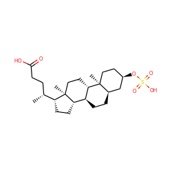 C[C@H](CCC(=O)O)[C@H]1CC[C@H]2[C@@H]3CC[C@@H]4C[C@H](OS(=O)(=O)O)CC[C@]4(C)[C@H]3CC[C@@]21C ZINC000012494532