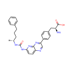 C[C@H](CCCc1ccccc1)NC(=O)Nc1ccc2ncc(-c3ccc(C[C@H](N)C(=O)O)cc3)nc2n1 ZINC000169704110