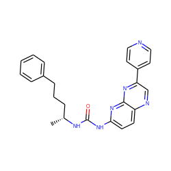 C[C@H](CCCc1ccccc1)NC(=O)Nc1ccc2ncc(-c3ccncc3)nc2n1 ZINC000169704083